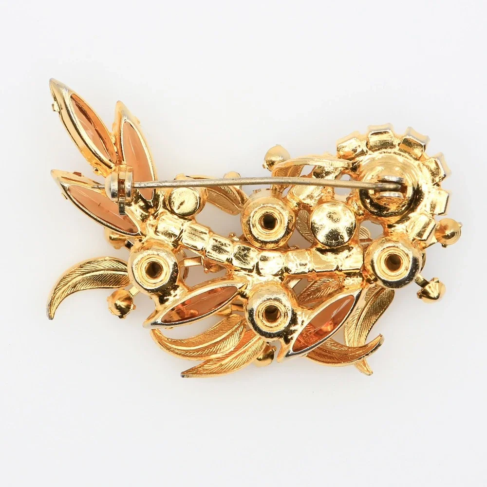 Juliana D&E AB Rhinestone Venus Flame Floral Brooch Pitman Book Piece 1960s